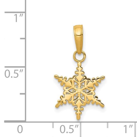 14k Yellow Gold Small Snowflake Pendant